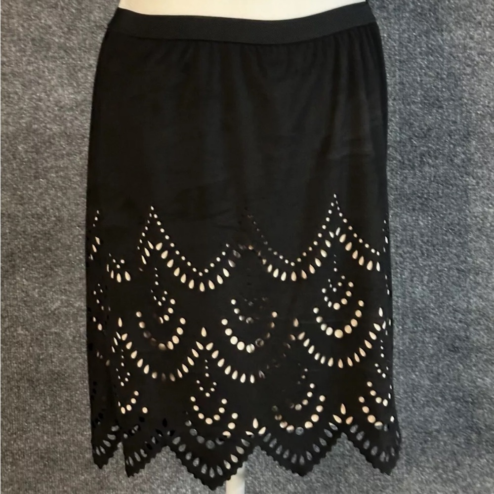Black pencil skirt with cut out design knee-length for cocktail